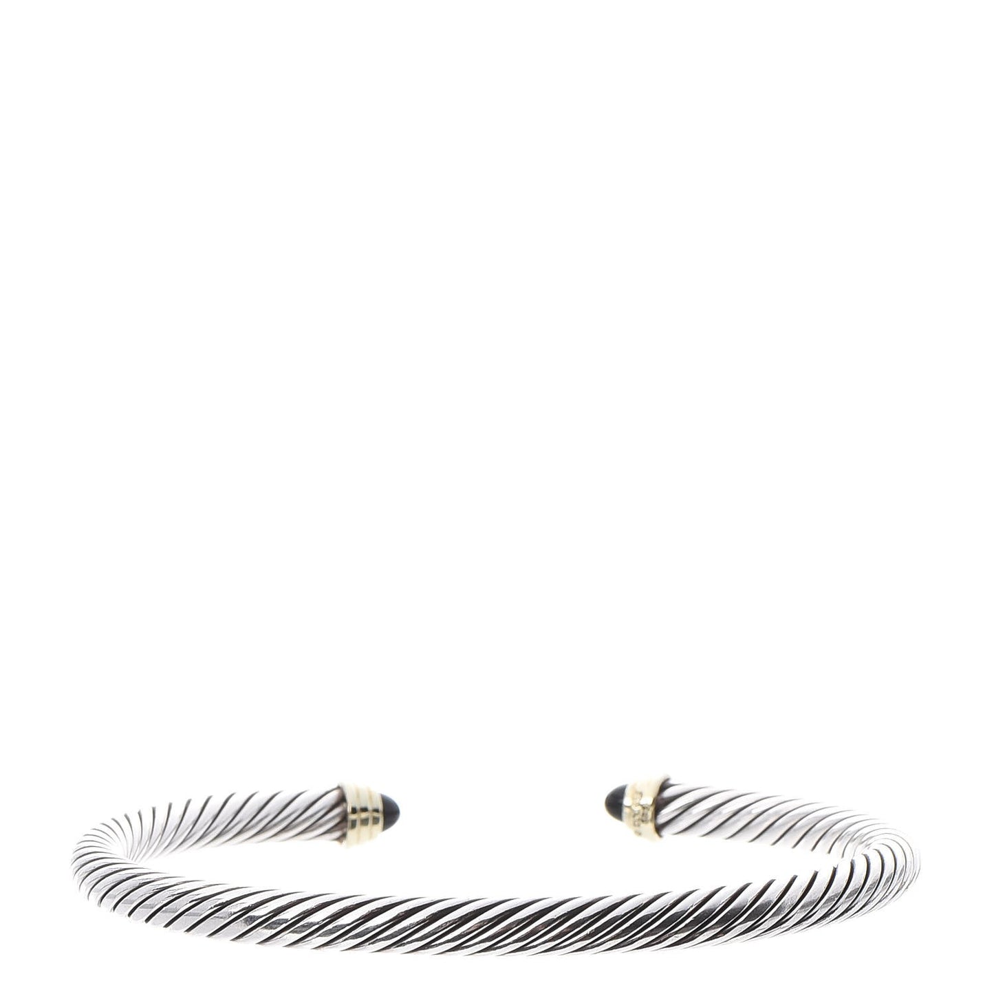 Sterling Silver 14K Yellow Gold Black Onyx 5mm Cable Classics Petite Color Bracelet