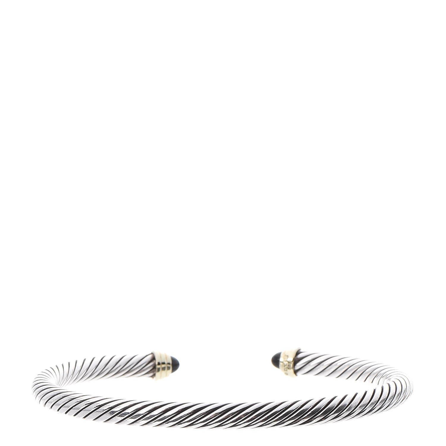 David Yurman Sterling Silver 14K Yellow Gold Black Onyx 5mm Cable Classics Petite Color Bracelet 3 of 5