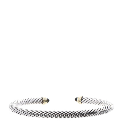 David Yurman Sterling Silver 14K Yellow Gold Black Onyx 5mm Cable Classics Petite Color Bracelet 3 of 5