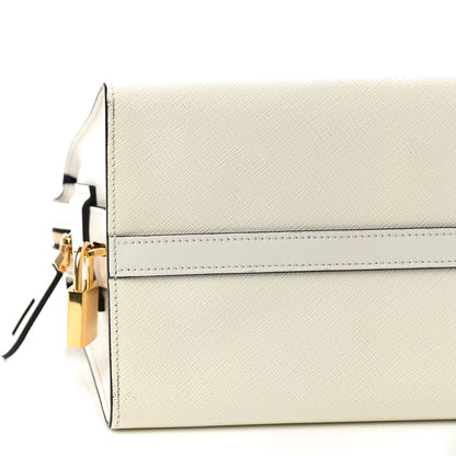 Prada Saffiano City Calfskin Medium Esplanade White Black 7 of 8