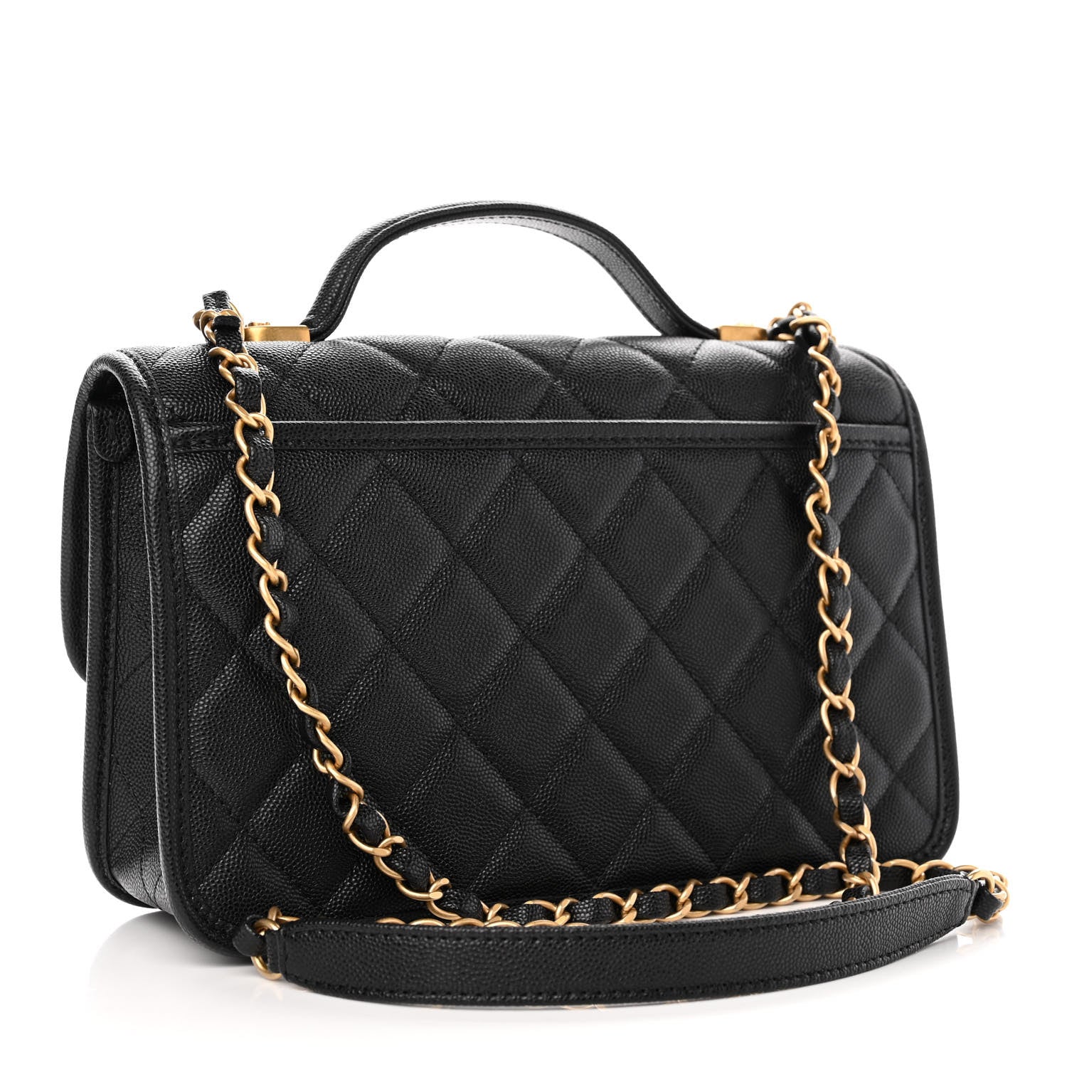 Chanel Caviar Quilted School Memory Small Top Handle Flap Black 3 of 11
