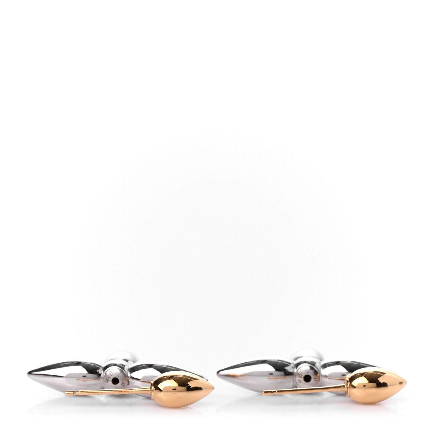 Louis Vuitton Metal Louisette Earrings Silver Gold 3 of 4