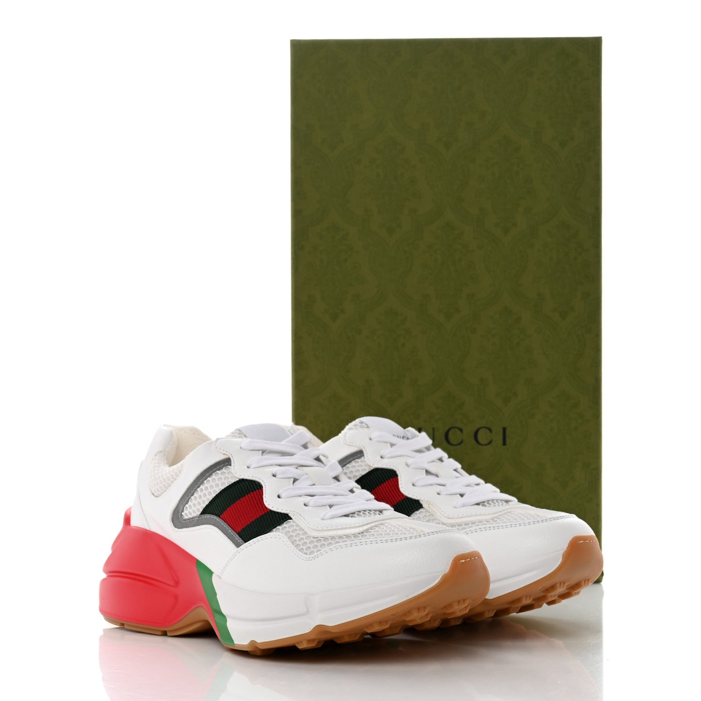 Lavaredo Eco Fabric Mesh Web Womens Rhyton Reflective Sneakers 36 Great White Green Red Silver