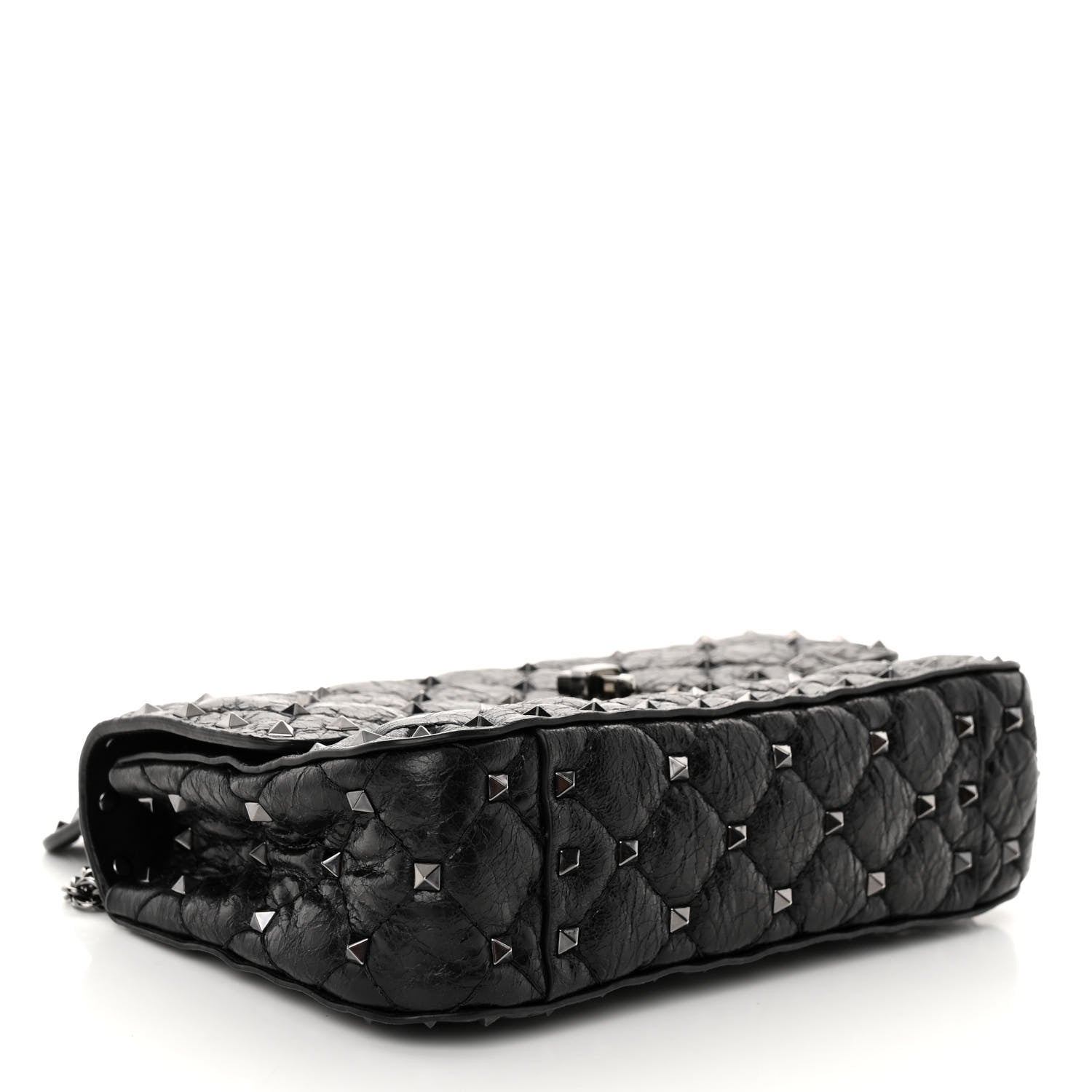 Valentino Garavani Craquele Nappa Small Rockstud Spike Shoulder Bag Black 4 of 9