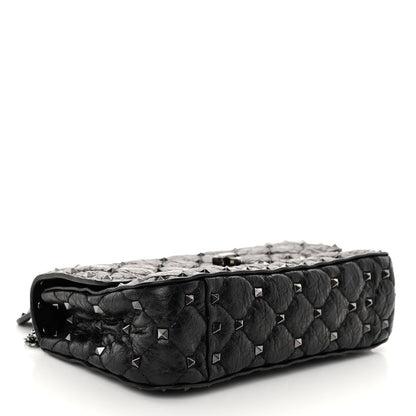 Valentino Garavani Craquele Nappa Small Rockstud Spike Shoulder Bag Black 4 of 9