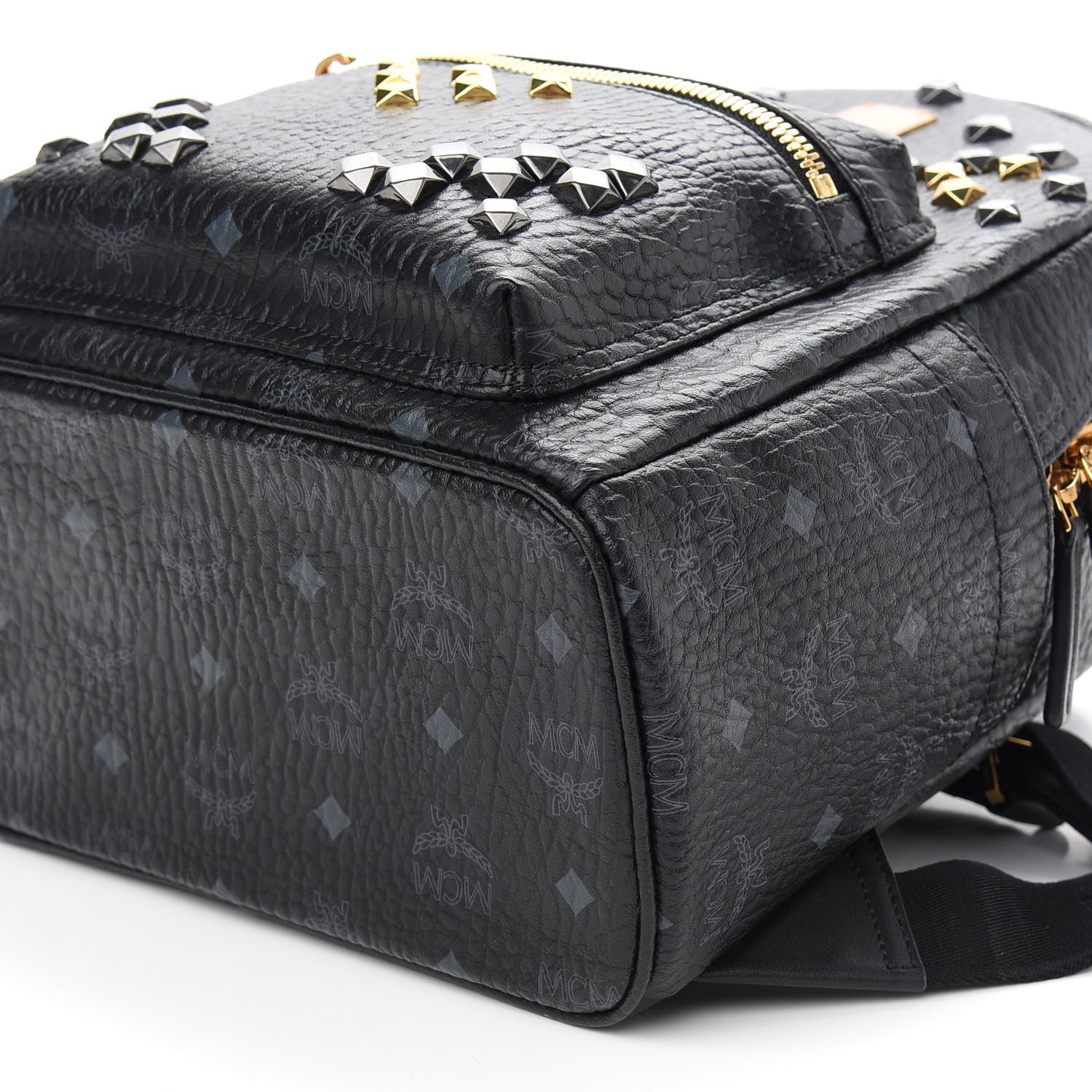MCM Visetos Studded Small Stark M Backpack Black 6 of 7