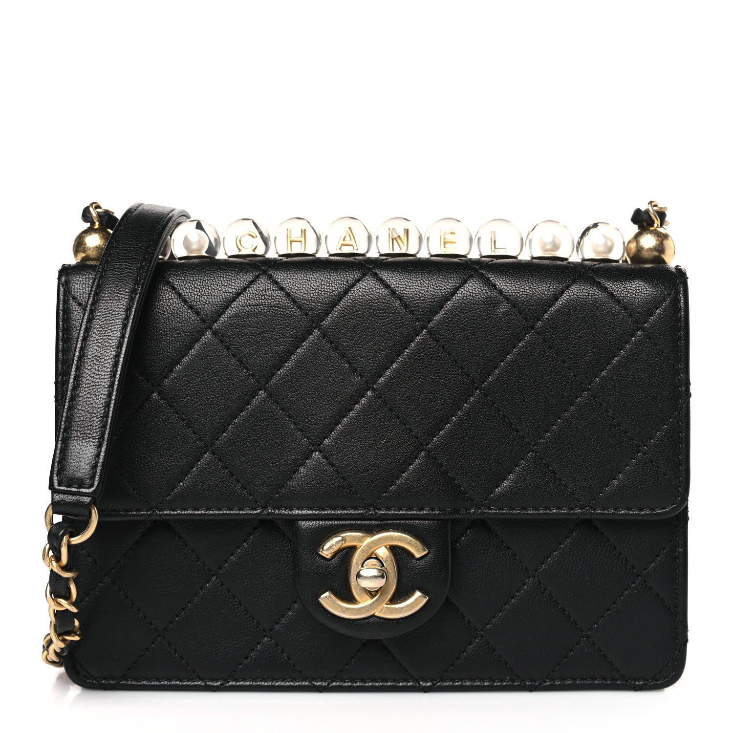 Chanel Goatskin Quilted Logo Small Chic Flap Black 1 of 9