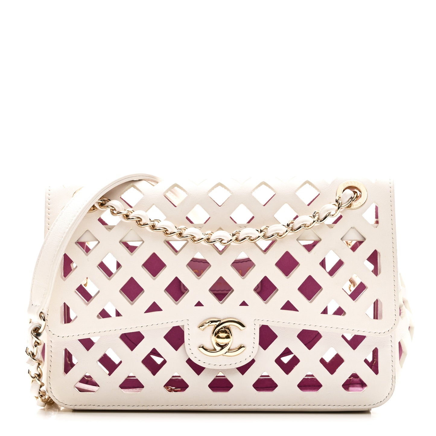 Lambskin Small Sea Through Flap White Multicolor