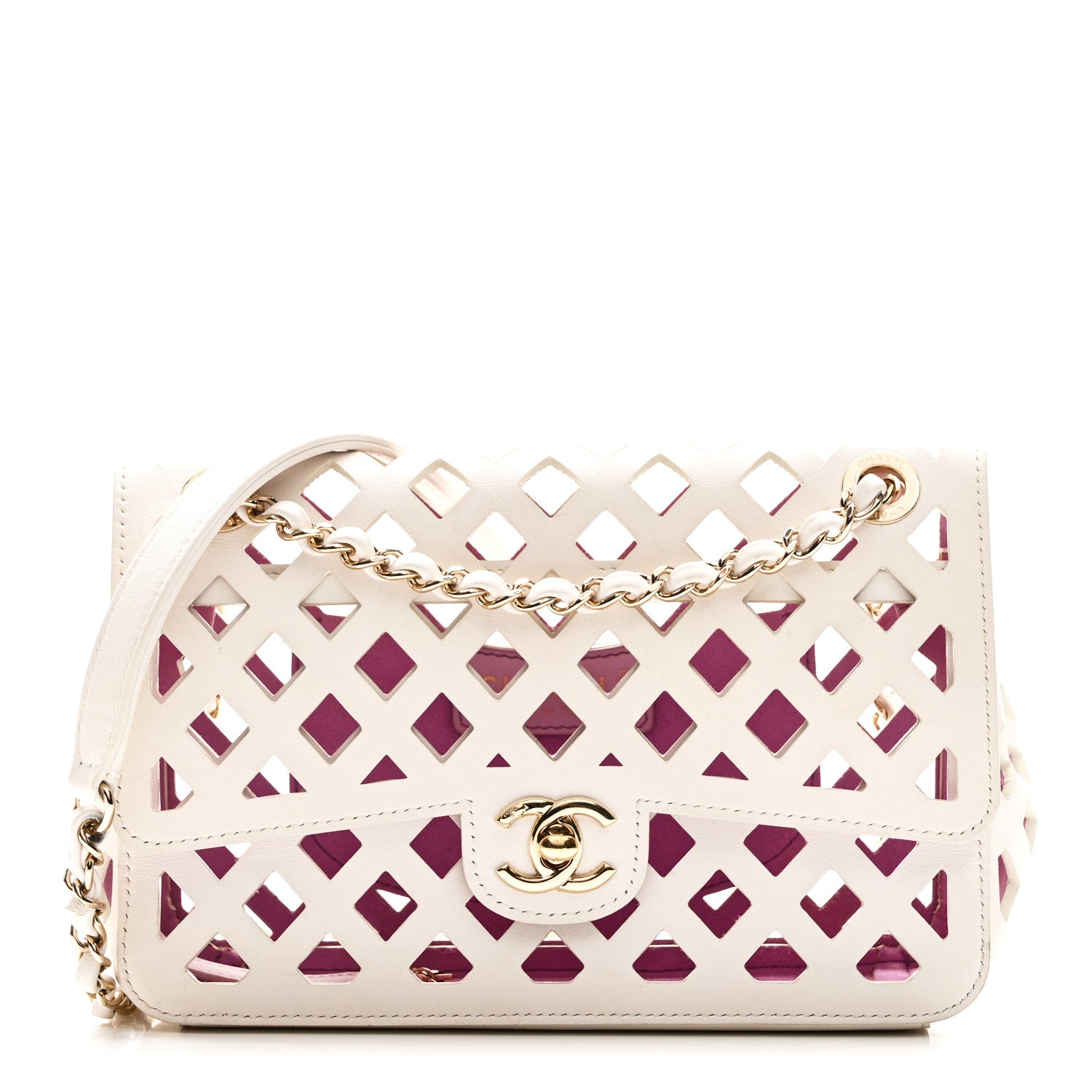 Chanel Lambskin Small Sea Through Flap White Multicolor 1 of 11