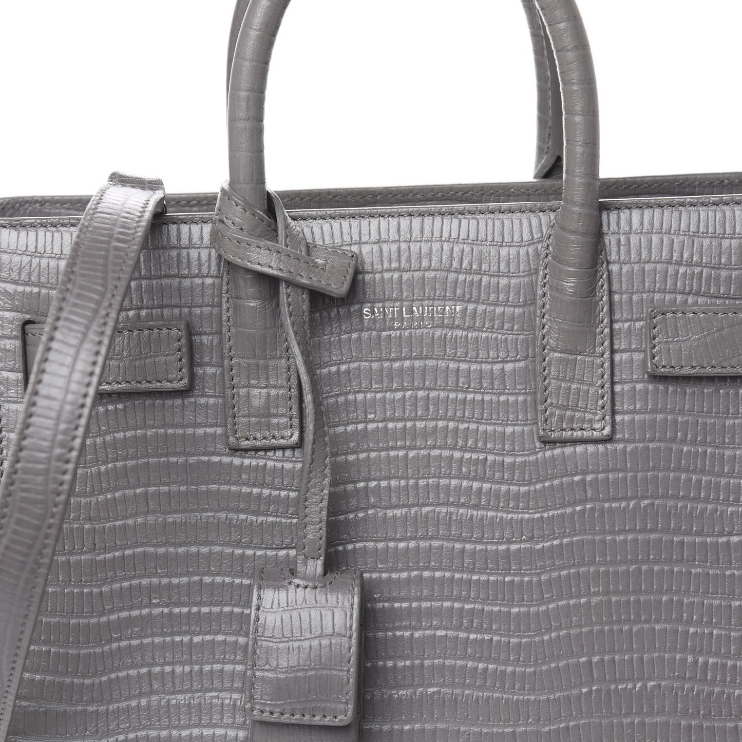 Calfskin Lizard Embossed Nano Sac De Jour Fog