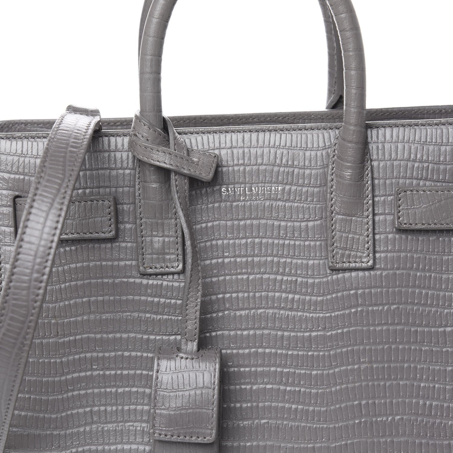 Saint Laurent Calfskin Lizard Embossed Nano Sac De Jour Fog 13 of 15