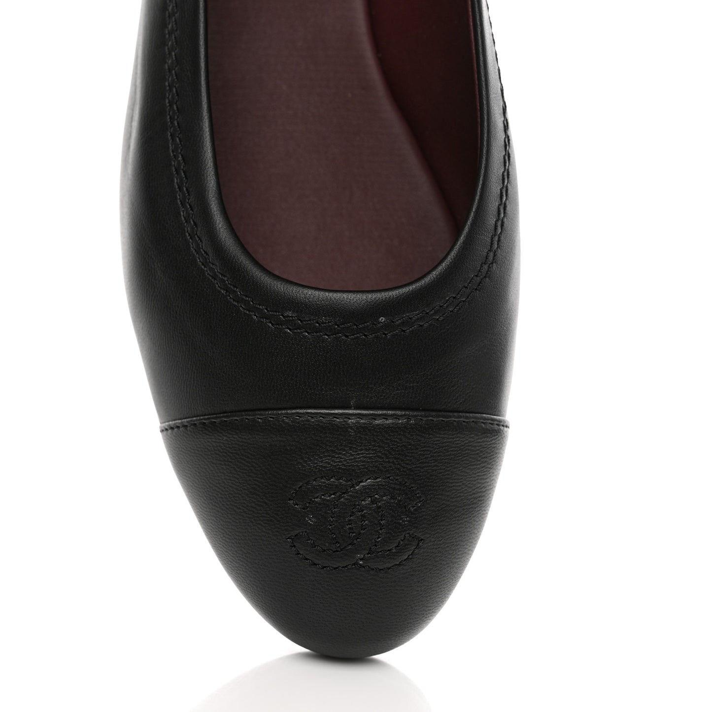 Lambskin Cap Toe CC Ballerina Flats 40 Black
