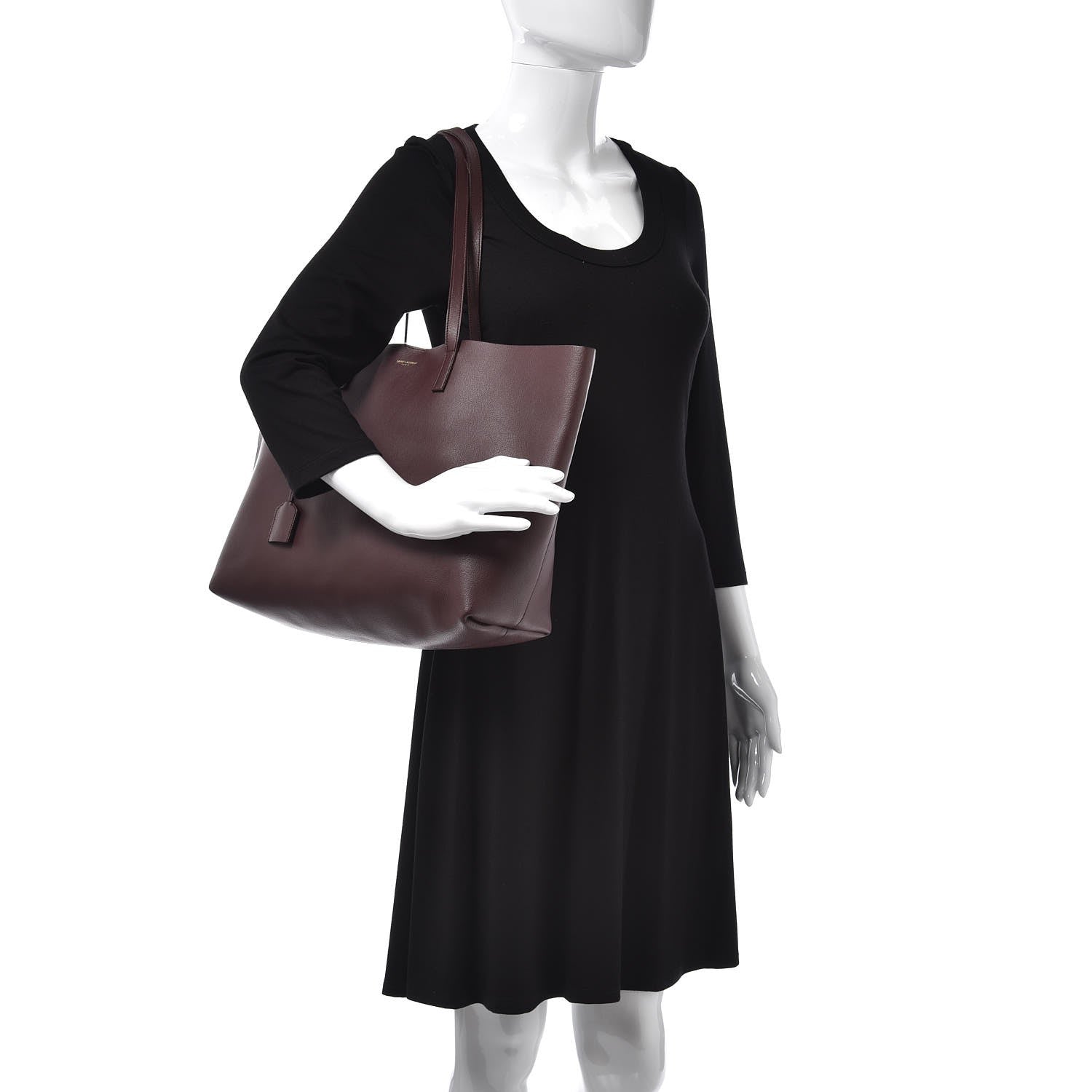 Saint Laurent Calfskin Large Shopping Tote Bordeaux 2 of 12