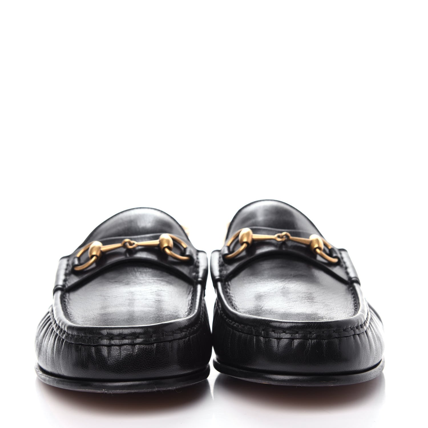 Gucci Goatskin Stripe Mens Horsebit Slingback Slippers 11.5 Black 2 of 11