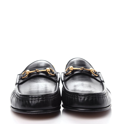 Gucci Goatskin Stripe Mens Horsebit Slingback Slippers 11.5 Black 2 of 11