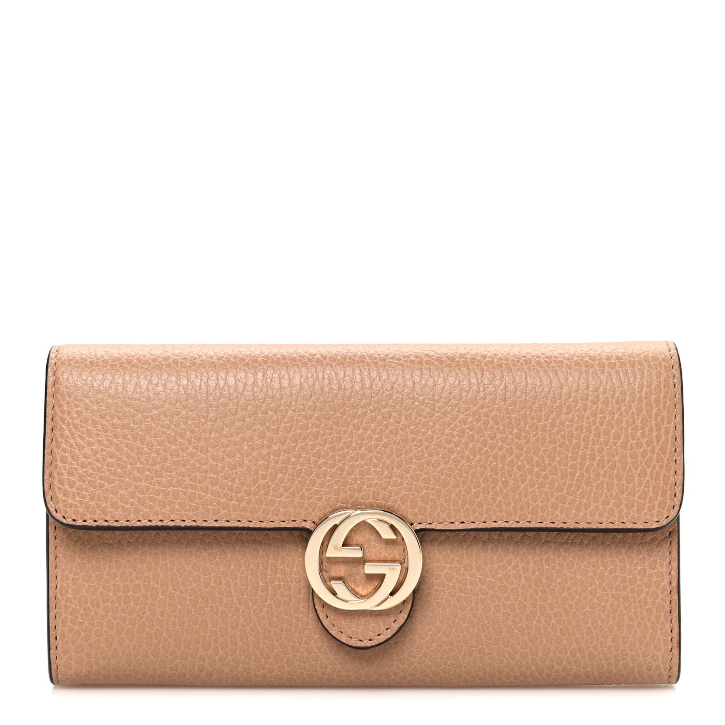 Dollar Calfskin Interlocking G Continental Wallet Camelia