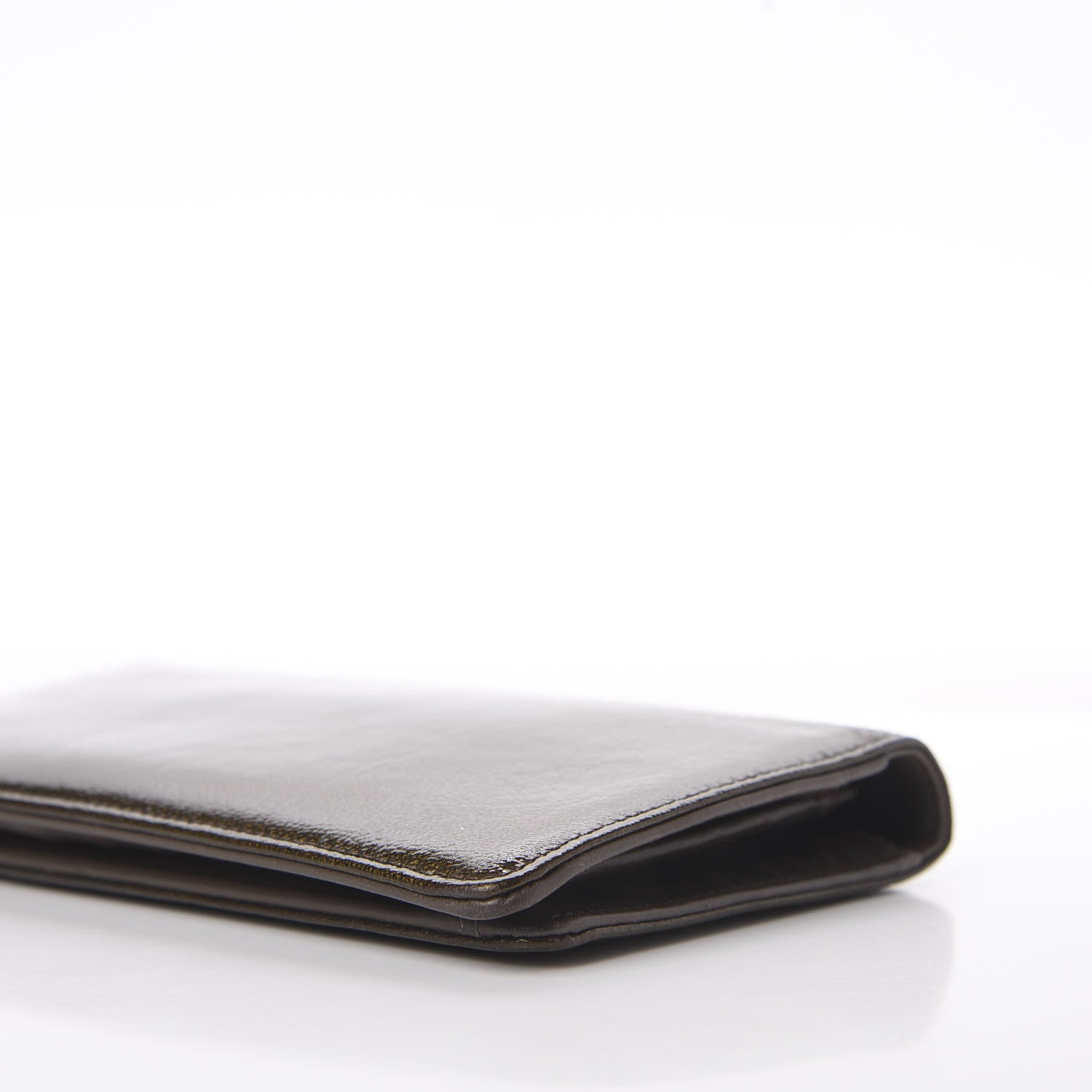 Chanel Grained Patent CC Yen Wallet Brown 7 of 13