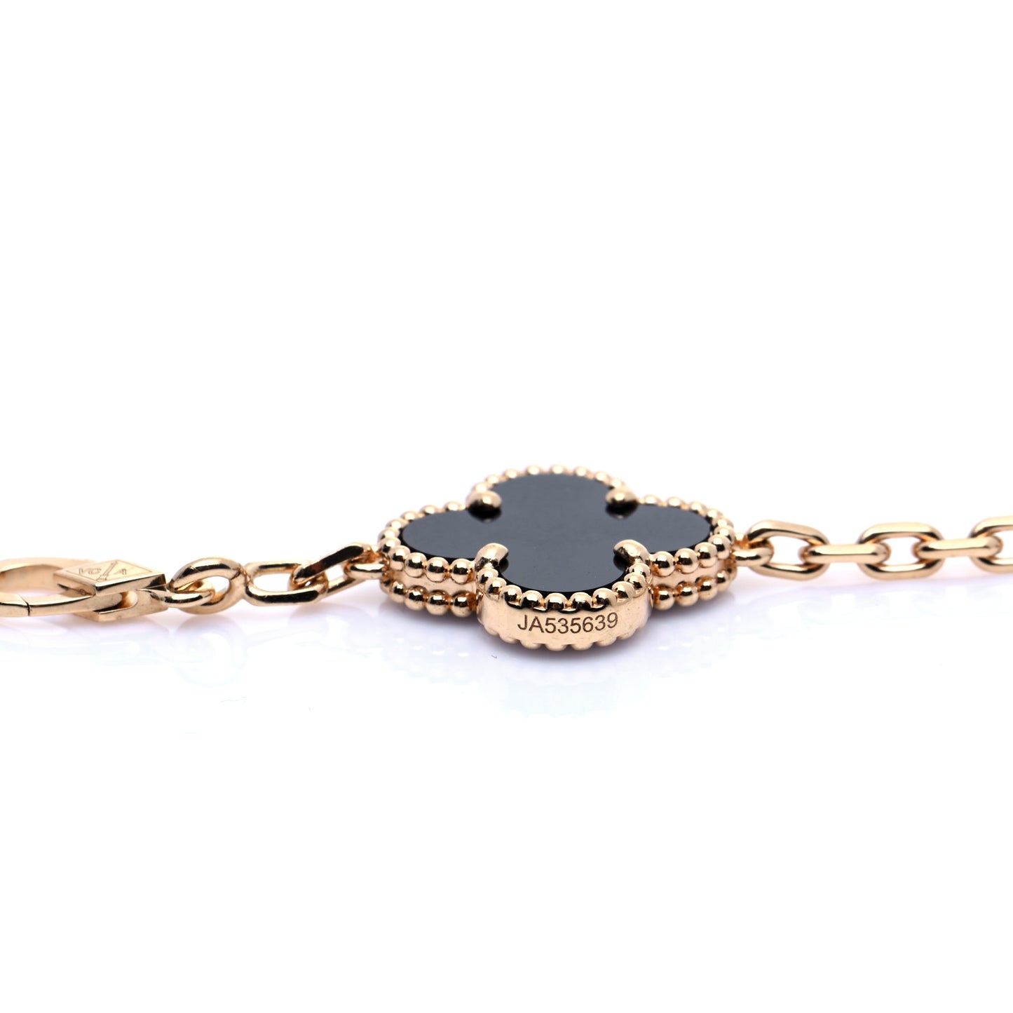 18K Yellow Gold Black Onyx 5 Motifs Vintage Alhambra Bracelet