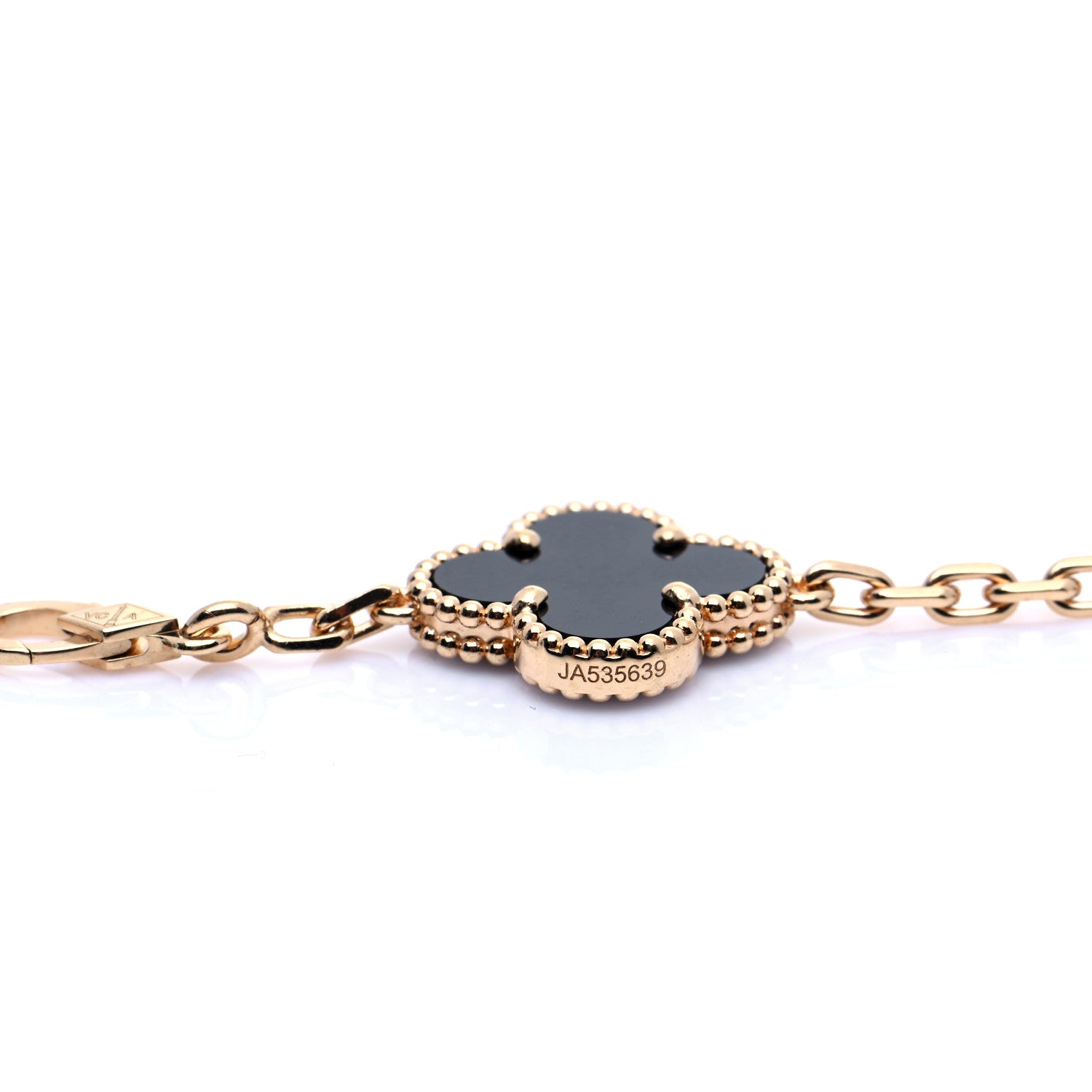 Van Cleef & Arpels 18K Yellow Gold Black Onyx 5 Motifs Vintage Alhambra Bracelet 8 of 9
