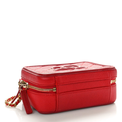Chanel Caviar Quilted Small CC Filigree Vanity Case Red 4 of 10