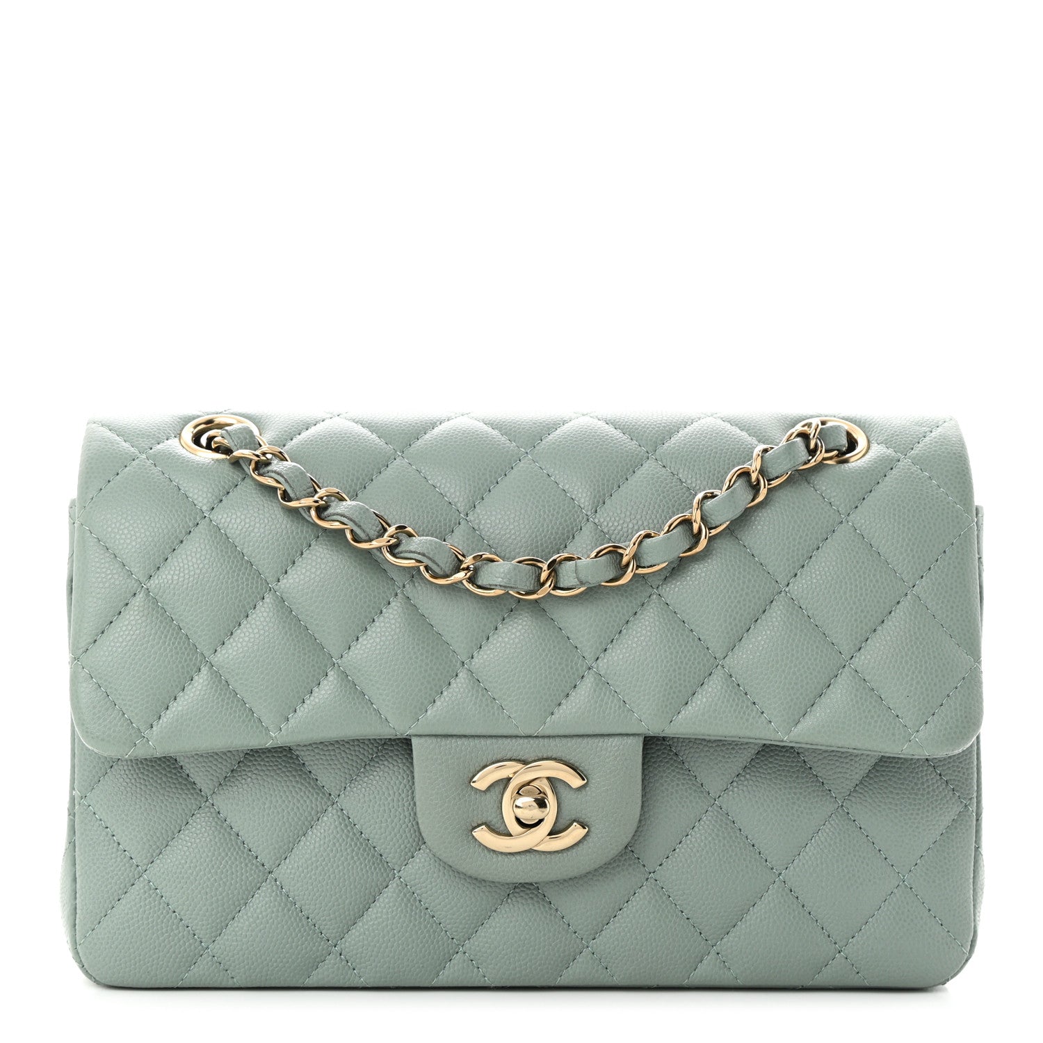 Chanel Caviar Quilted Small Double Flap Light Blue 1 of 11