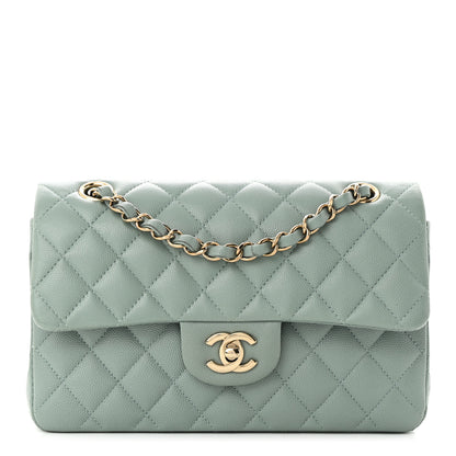 Chanel Caviar Quilted Small Double Flap Light Blue 1 of 11