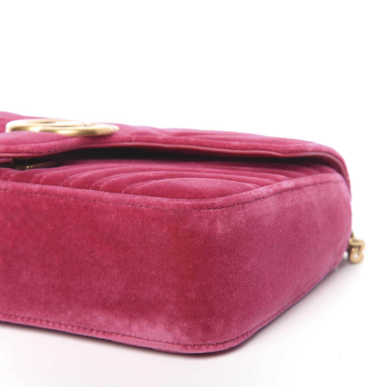 Gucci Velvet Matelasse Small GG Marmont Shoulder Bag Fuchsia Violet Cyclamen 9 of 10