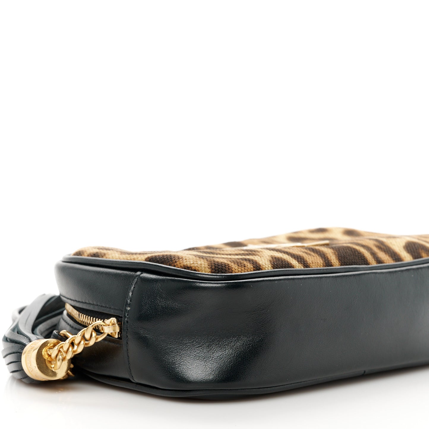 Canvas Calfskin Leopard Print Monogram Mini Lou Camera Bag Brown