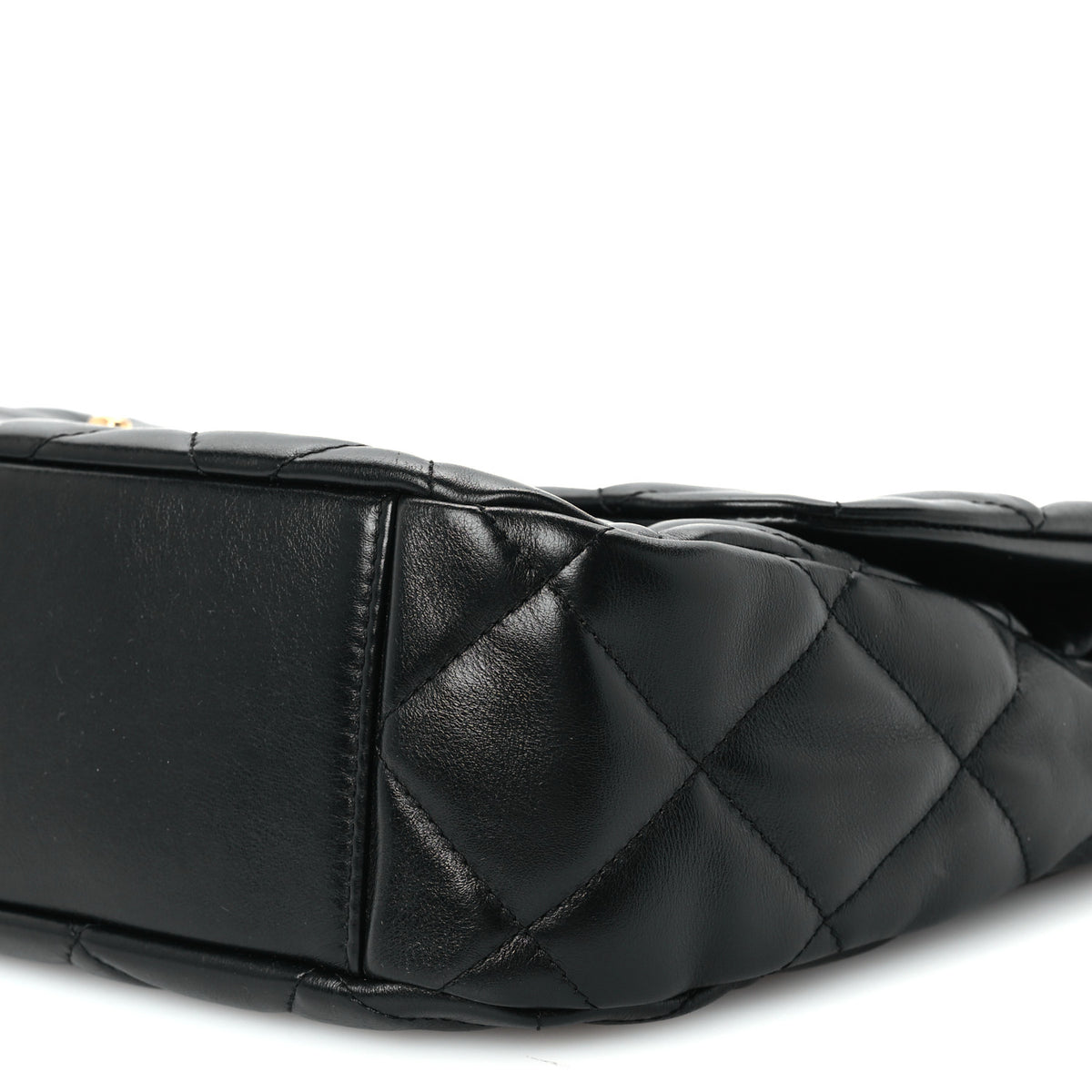 Shiny Calfskin Quilted Maxi Flap Black