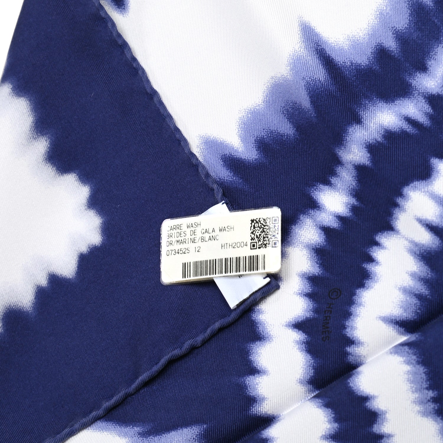 Hermes Silk Brides De Gala Wash Scarf 90 Marine White 2 of 4