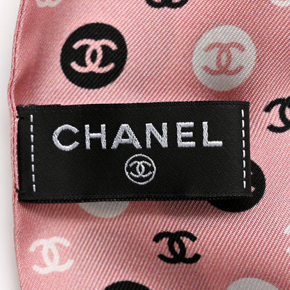Chanel Silk Slim Reversible Camellia CC Bandeau Scarf Black White Pink 3 of 4