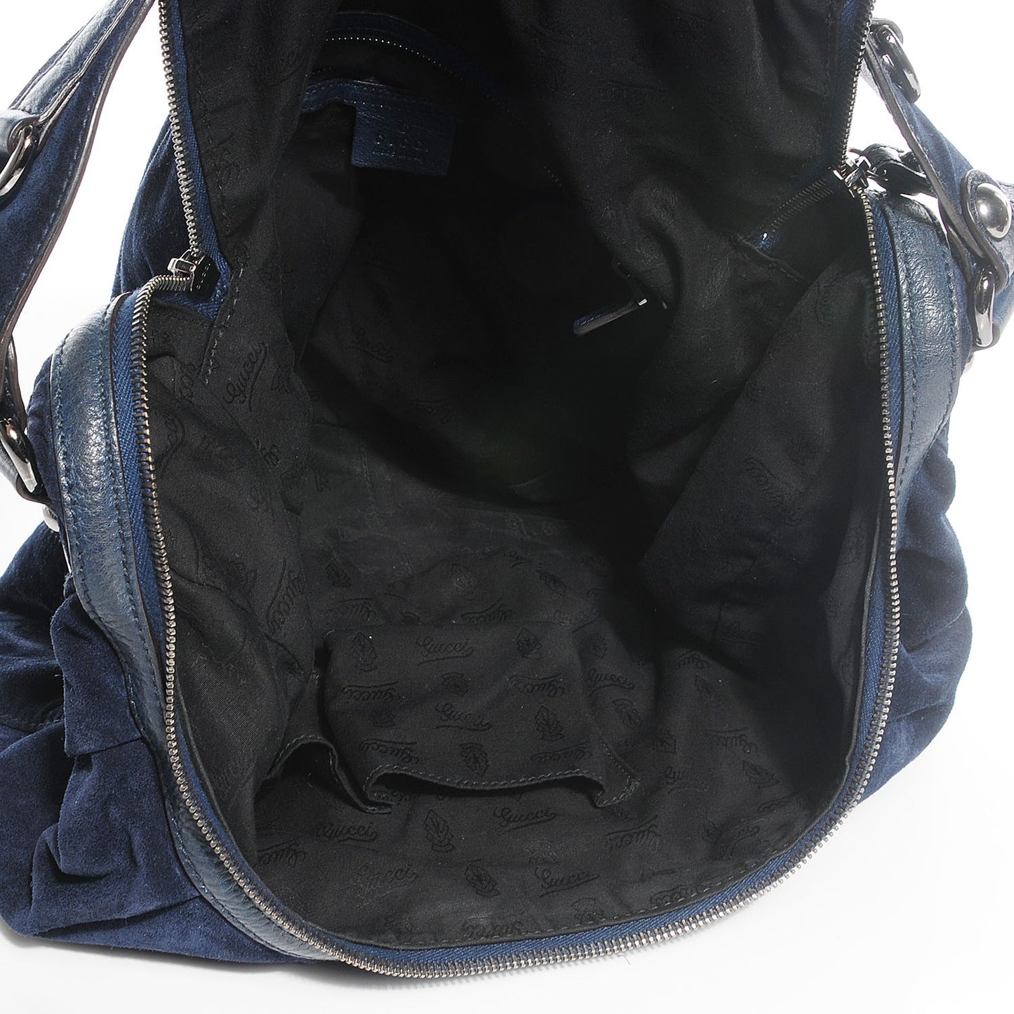 Suede Icon Bit Medium Shoulder Bag Navy