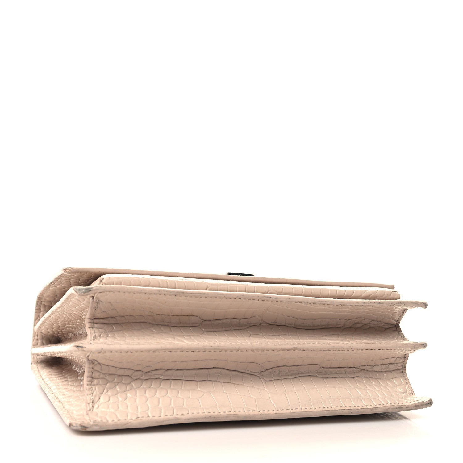 Saint Laurent Calfskin Crocodile Embossed Medium Monogram Sunset Sunset Dark Beige 4 of 12