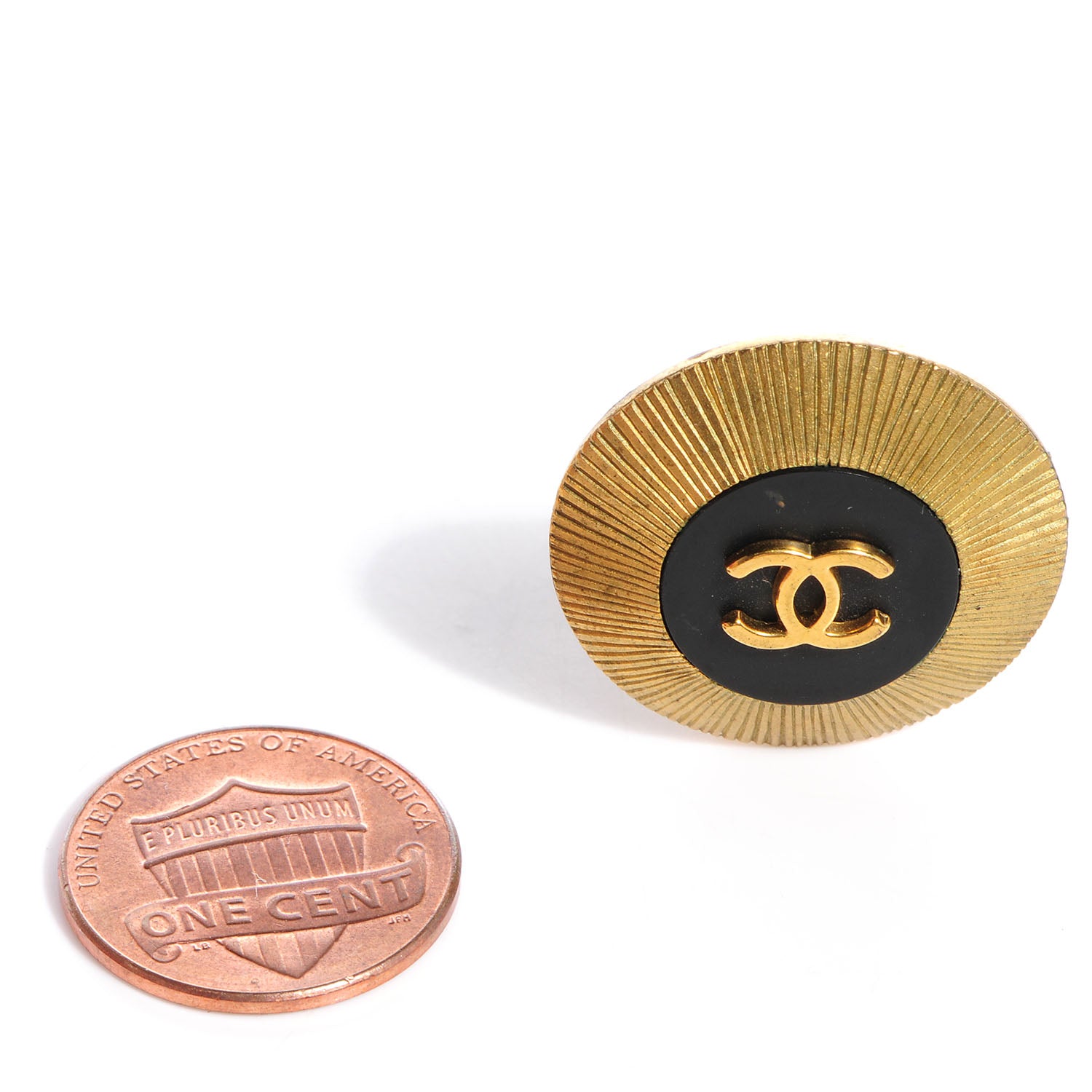 Chanel CC Clip On Earrings Black Gold 2 of 5