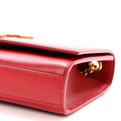 Saint Laurent Grain De Poudre Small Monogram Kate Satchel Red 9 of 10