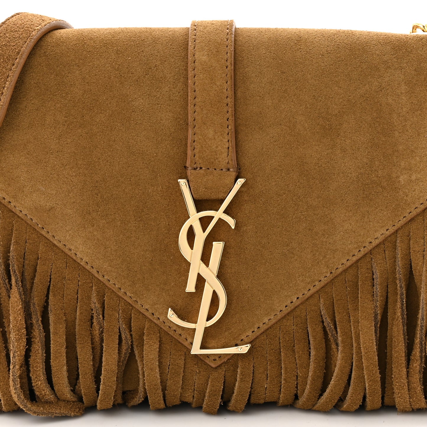 Suede Fringe Small Monogram Satchel Light Ocre