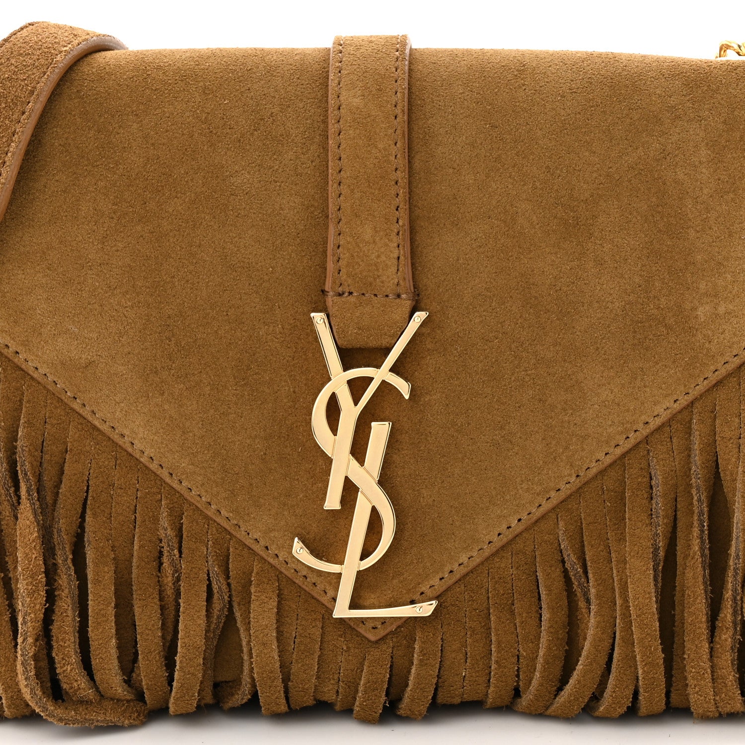 Saint Laurent Suede Fringe Small Monogram Satchel Light Ocre 8 of 10