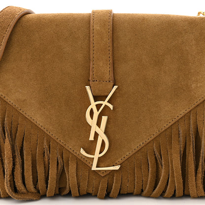 Saint Laurent Suede Fringe Small Monogram Satchel Light Ocre 8 of 10