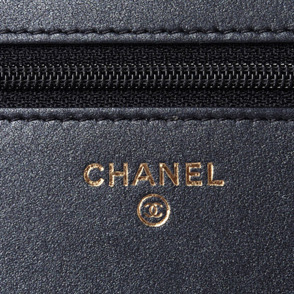Chanel Iridescent Lambskin Quilted Pearl Wallet On Chain WOC Black 5 of 12