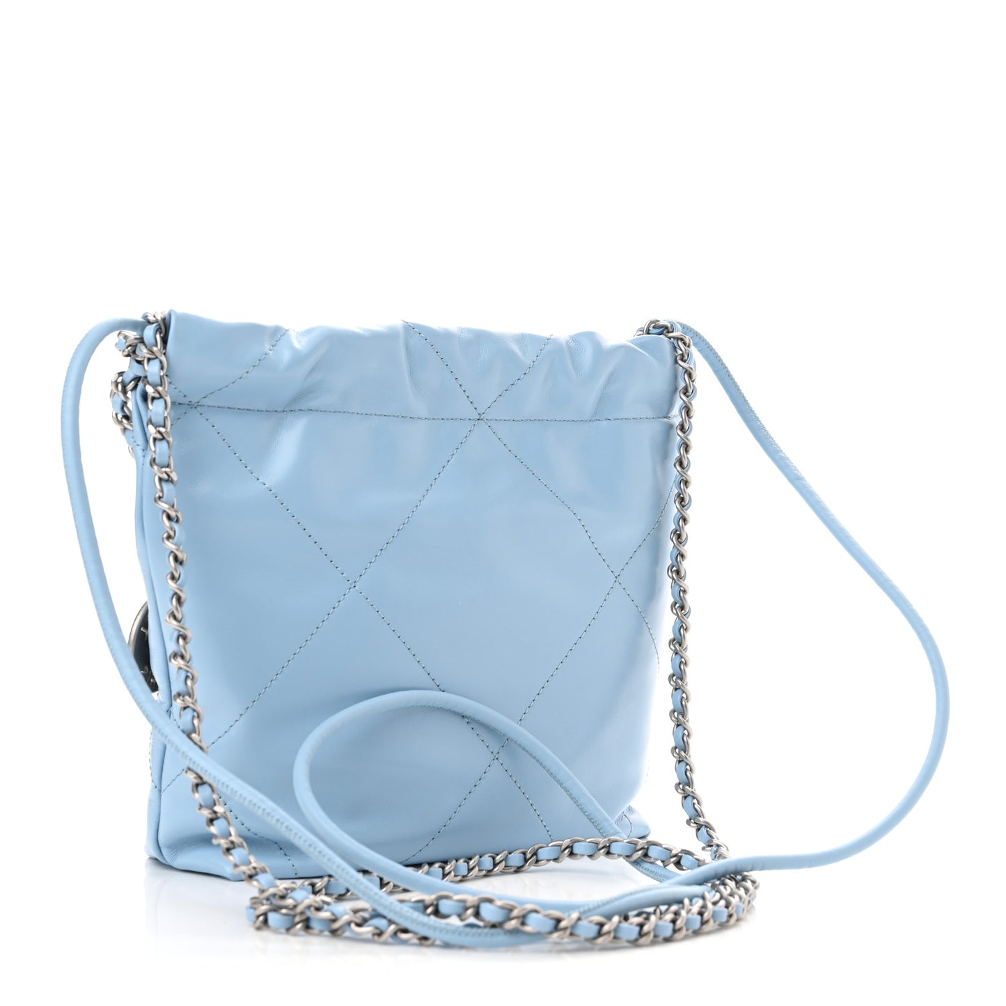 Shiny Calfskin Quilted Mini Chanel 22 Light Blue