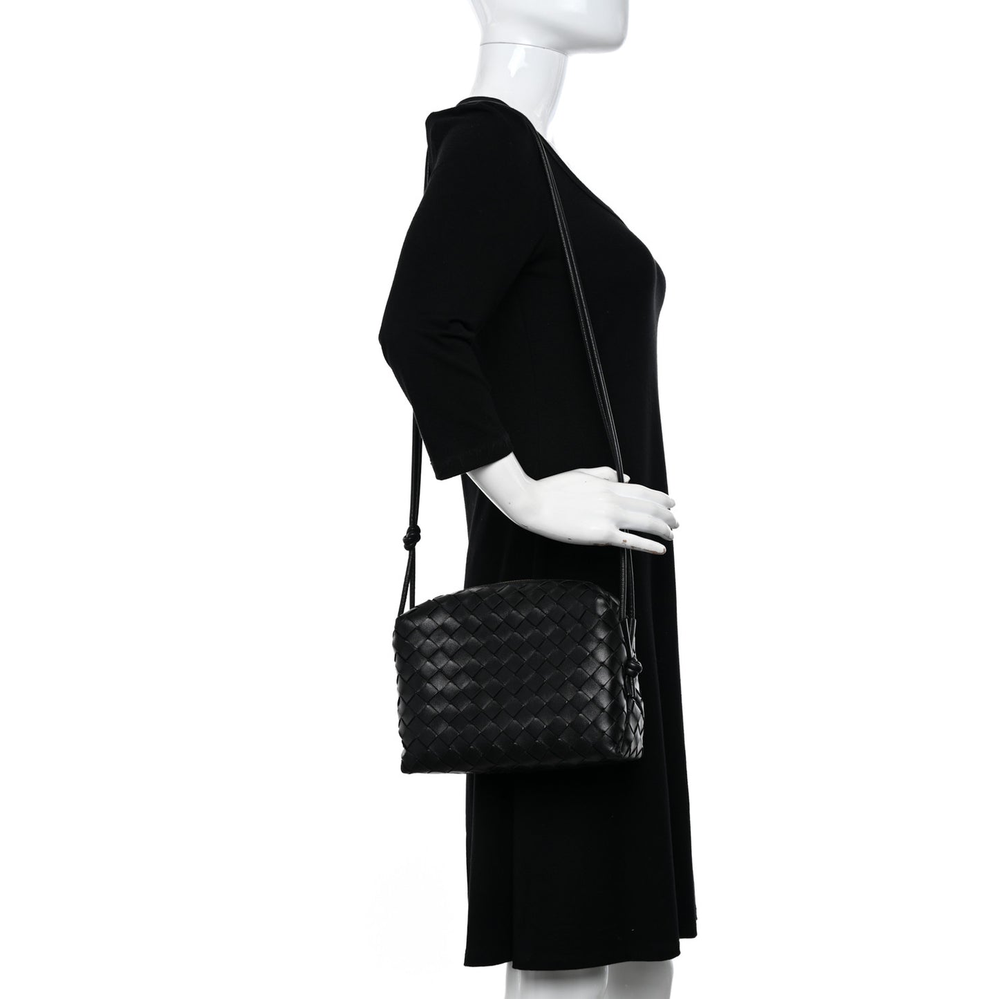 Nappa Intrecciato Medium Loop Camera Bag Black