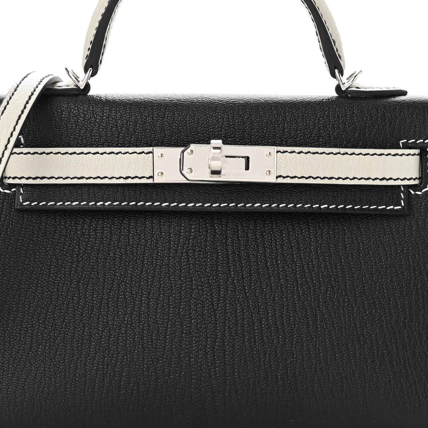 Chevre Mysore Horseshoe Mini Kelly Sellier 20 Black Gris Meyer