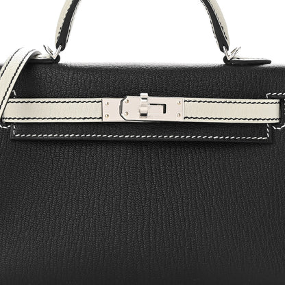 Hermes Chevre Mysore Horseshoe Mini Kelly Sellier 20 Black Gris Meyer 7 of 10