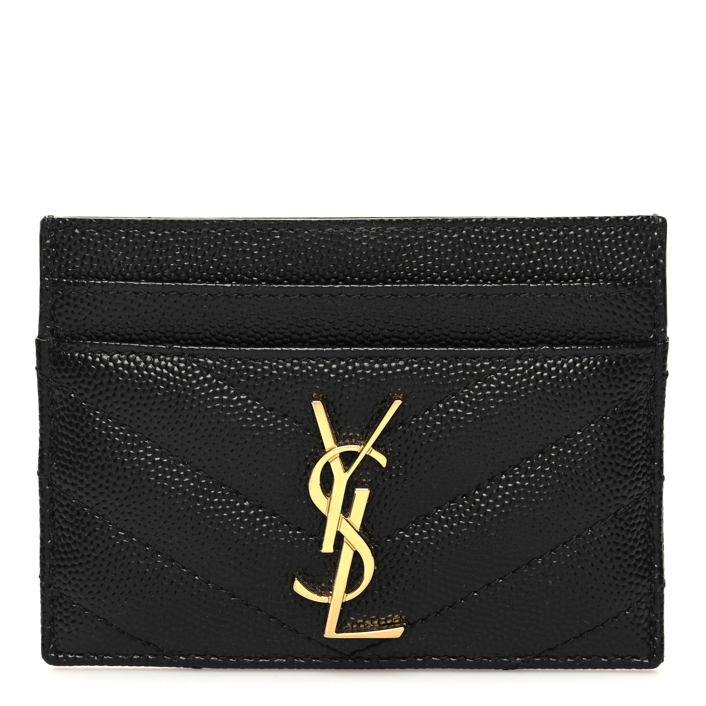 Grain De Poudre Matelasse Chevron Monogram Credit Card Case Black