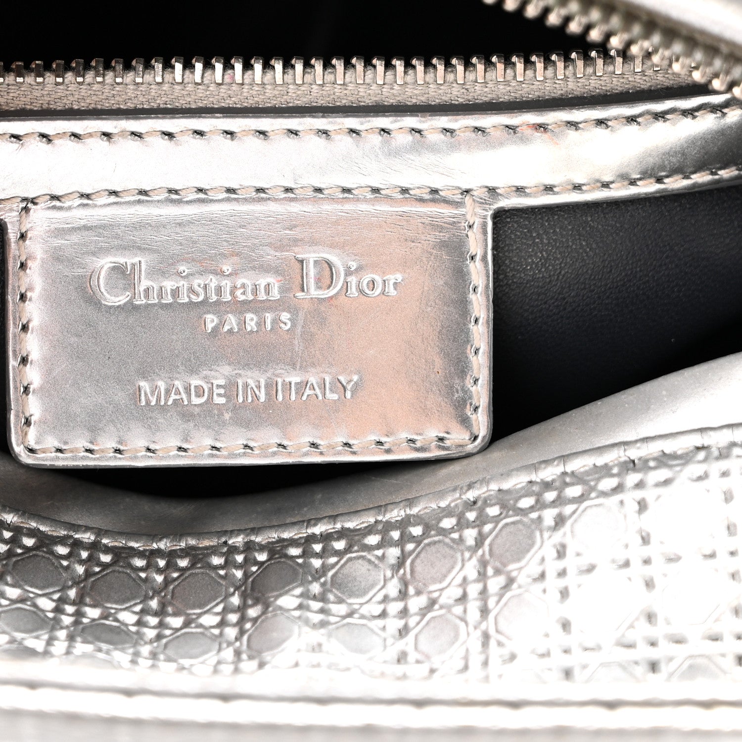 Christian Dior Metallic Patent Micro-Cannage Medium Lady Dior Silver 6 of 11