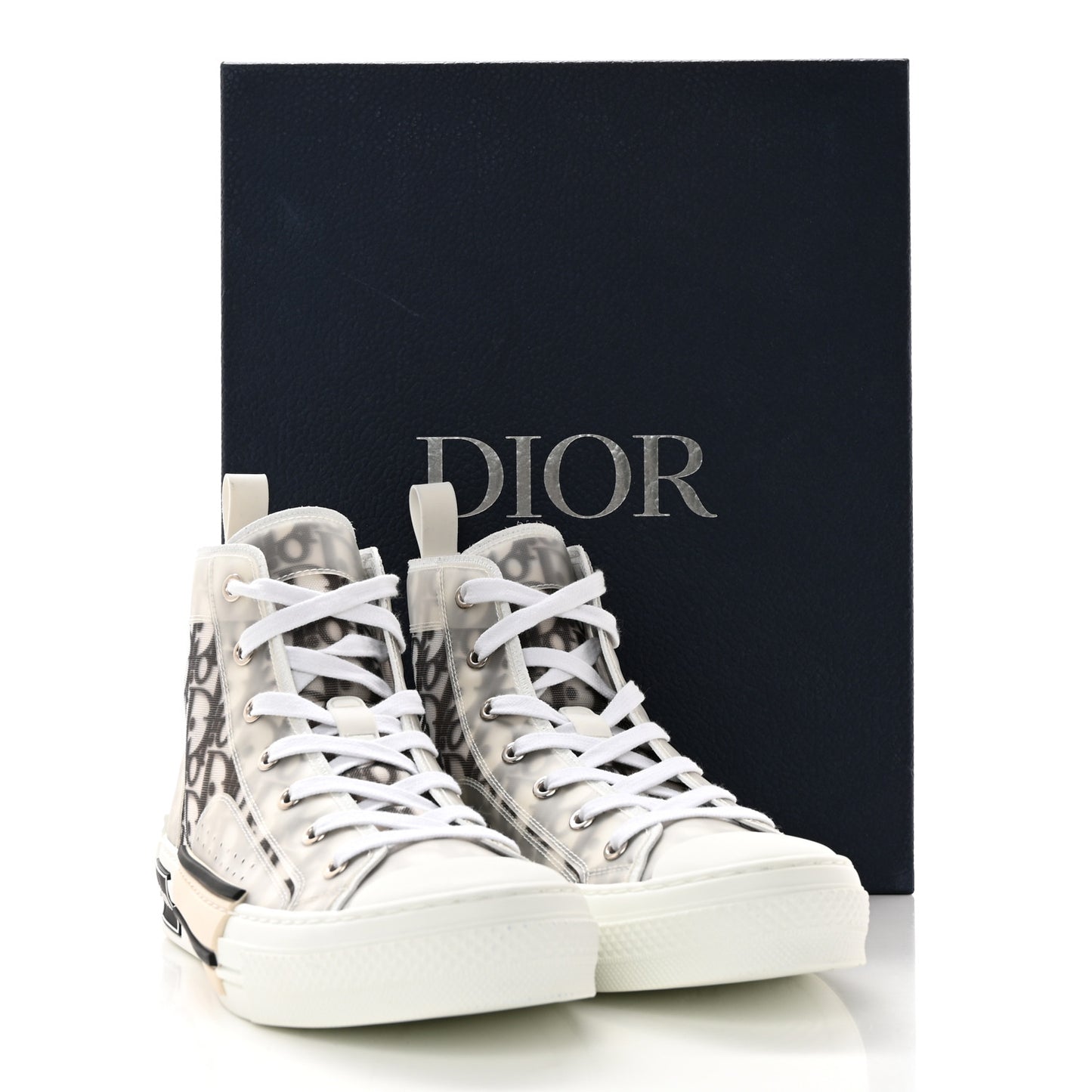 Technical Canvas Oblique B23 High Top Sneakers 40 White Black