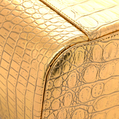 Chanel Metallic Calfskin Crocodile Embossed Cocodile Top Handle Vanity Gold 11 of 12