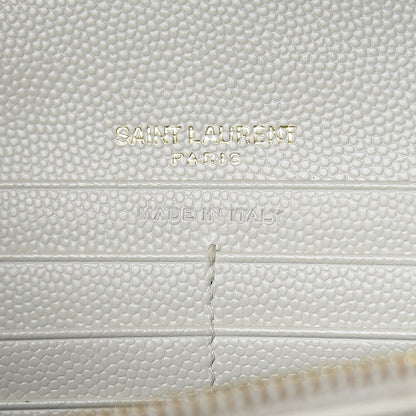 Saint Laurent Grain De Poudre Matelasse Chevron Monogram Chain Wallet Crema Soft 7 of 11