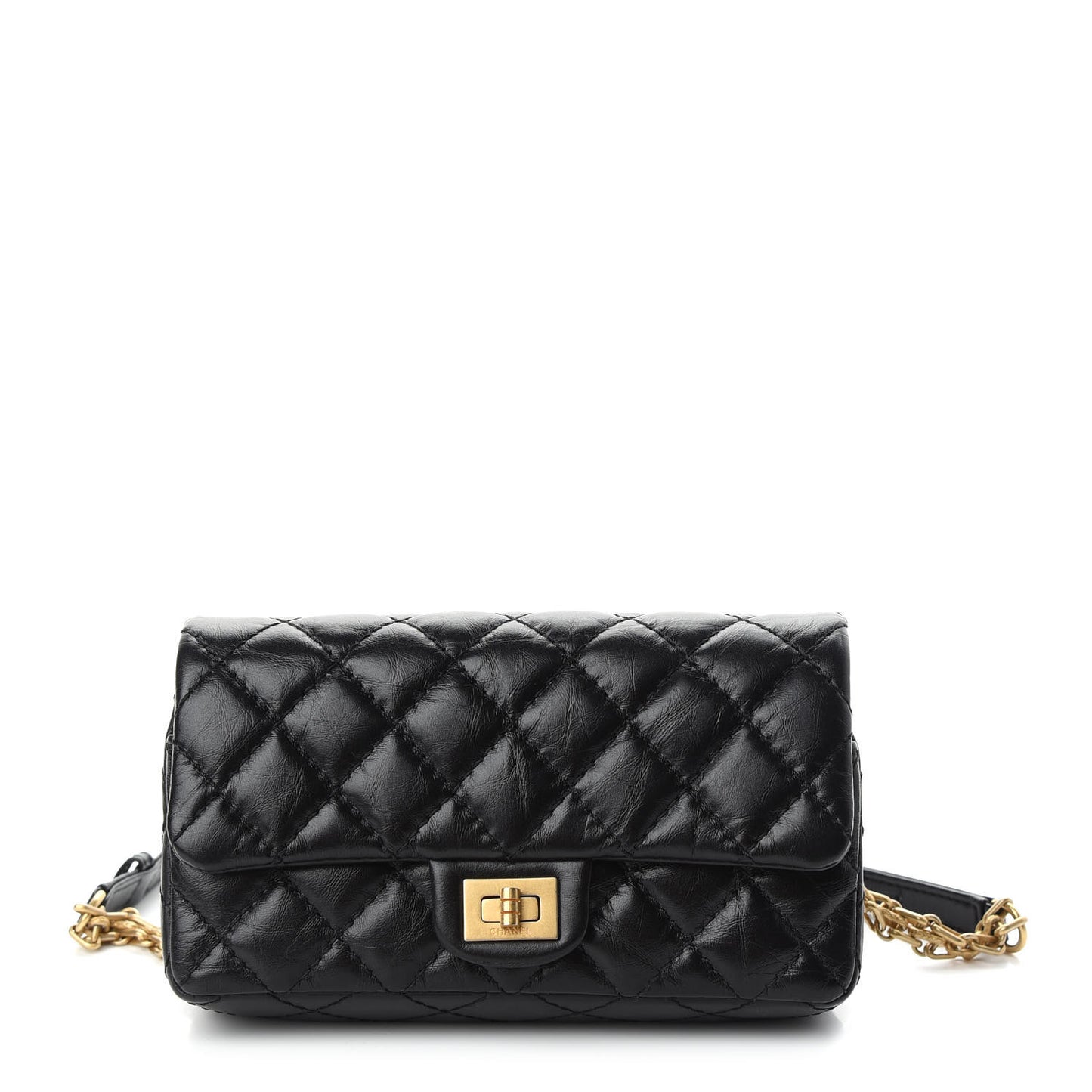 Aged Calfskin Quilted 2.55 Reissue Chain Waist Bag Black