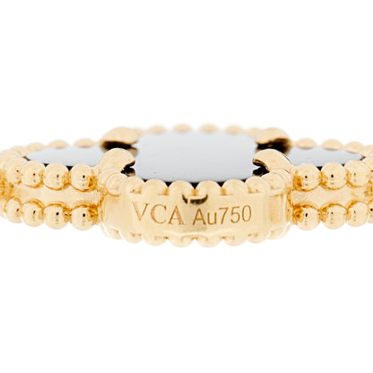 Van Cleef & Arpels 18K Yellow Gold Black Onyx 5 Motifs Vintage Alhambra Bracelet 4 of 6